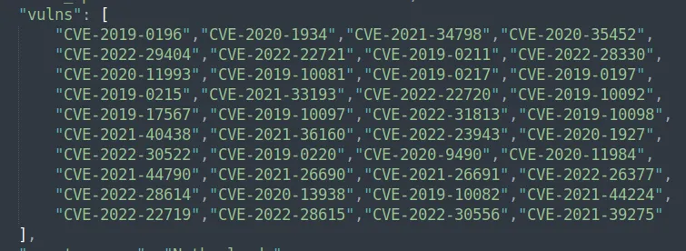 Example Vulnerabilities List